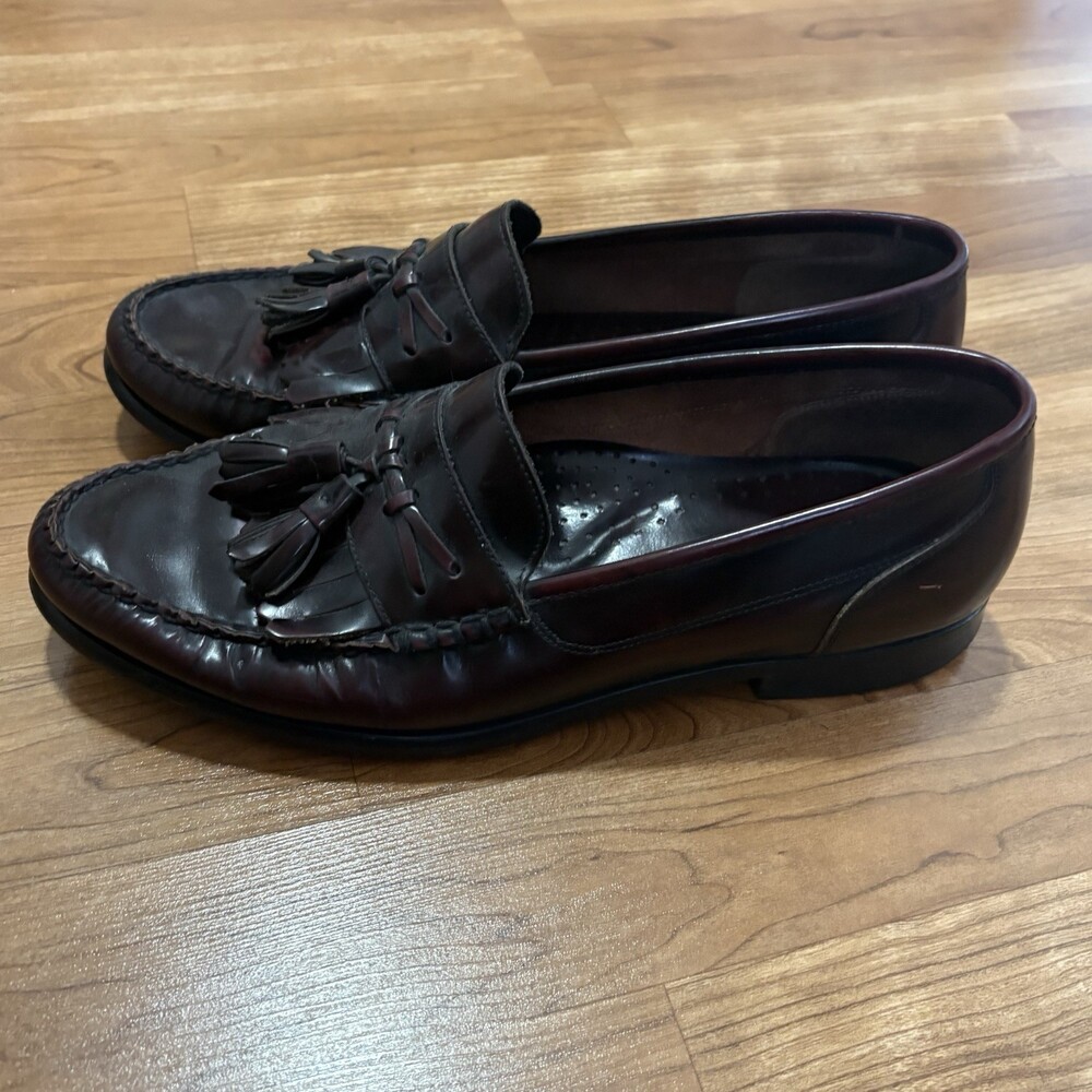 G.H. Bass Jeffrey Tassel Loafers 11 Dark Burgundy Ox Kiltie Leather Dress Shoes